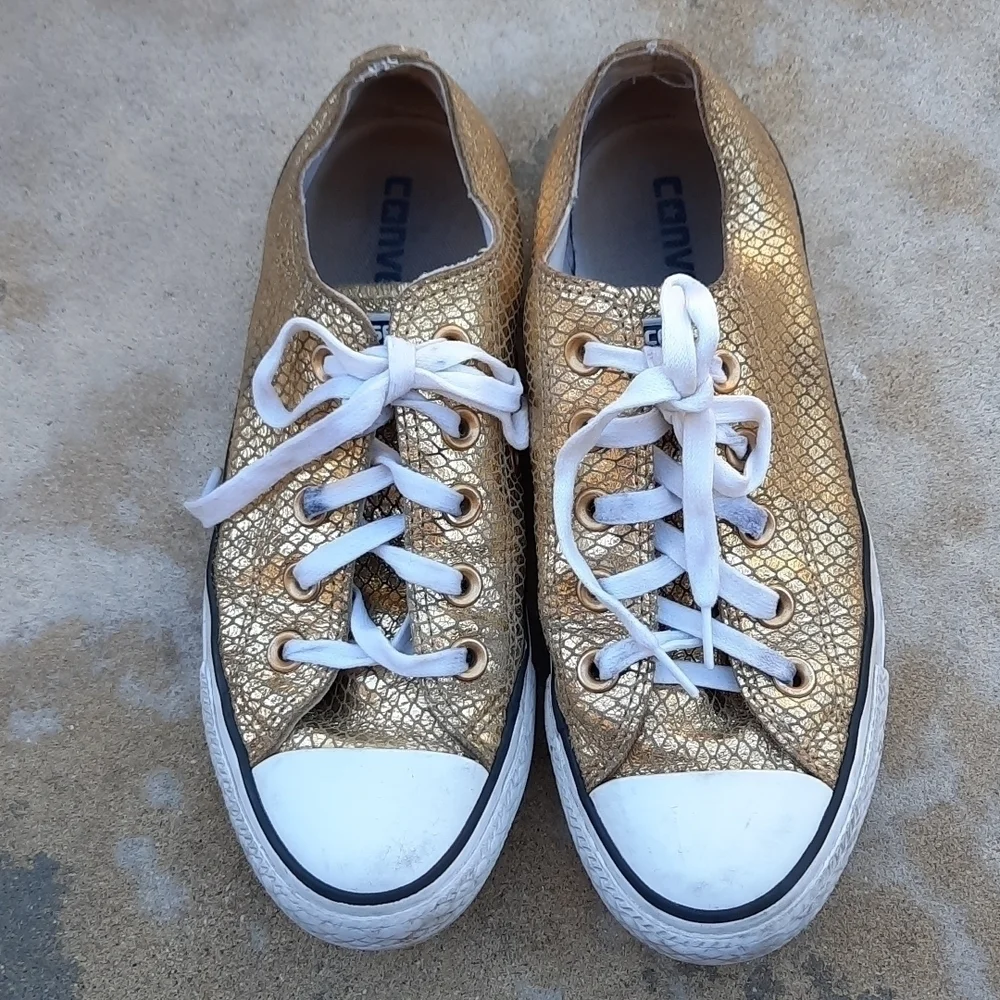 Converse Chuck Taylor All Star Metallic Gold Snakeskin Low Top Sneakers Women's